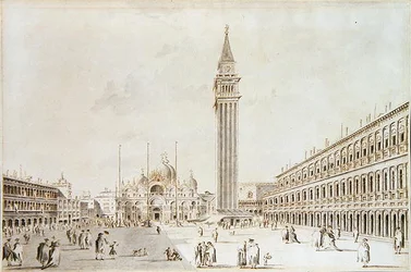 Blick auf die Piazza San Marco in Richtung Basilika und Campanile