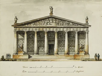 Entwürfe für die Reitschule der Horse Guards, St. Petersburg: Ansichten, Schnitt und Grundriss