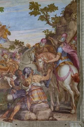 Alexander der Große bedeckt den Leichnam von Darius mit einem Mantel, Hauptsaal
