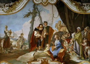 Rachel versteckt die Teraphim vor ihrem Vater Laban, ca. 1728