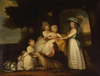 Porträt der Kinder des 2. Herzogs und der Herzogin von Northumberland - Lady Elizabeth Percy, Earl Percy, Lady Julia Percy und Lady Agnes Percy
