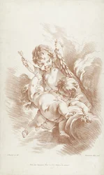 Drei spielende Putti auf Wolken