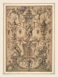 Ornamenttafel mit Vater Zeit