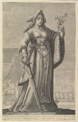 Eine französische Christin Une Dame Chrétienne et Française, 1647. Schöpfer: Gilles Rousselet, Abraham Bosse