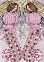 Zwei Engel mit Tigerlilien, 1995