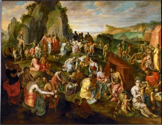 Moses schlägt Wasser aus dem Felsen