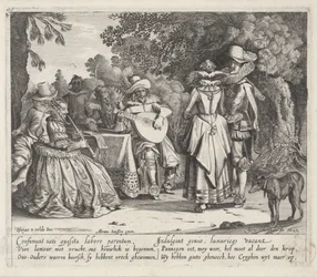 Musizierende elegante Gesellschaft im Freien