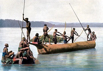 Fischen mit einem Bogen, Andamanen- und Nikobareninseln, Indischer Ozean, ca. 1890
