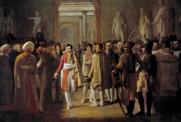 Kaiser Napoleon I. (1769-1821) empfängt Abgeordnete der Armee nach seiner Krönung am 8. Dezember
