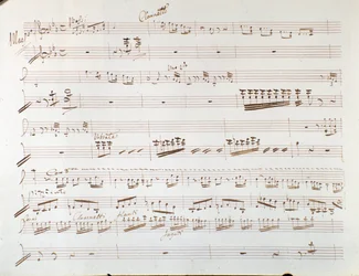 Seite der Partitur für Violine zur Symphonie in Aschenputtel, oder Güte triumphiert von Gioacchino Rossini