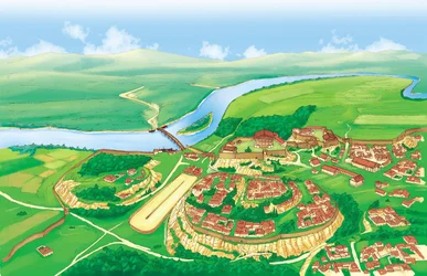 Antikes Rom (archaisch): Ansicht der Stadt Rom im 6. Jahrhundert v. Chr.