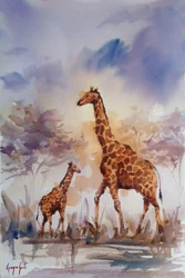 Afrikanische Giraffenfamilie