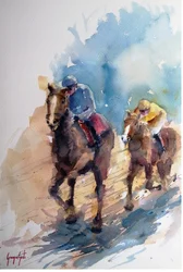 Galoppierende Jockeys