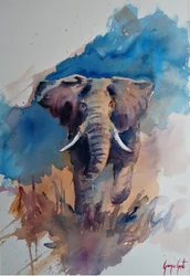 Majestätischer Elefant Aquarell