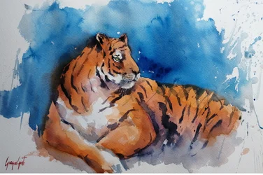 Majestätischer Aquarell-Tiger