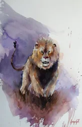 Kraftvoller Aquarelllöwe