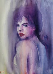 Lila Aquarell Frau
