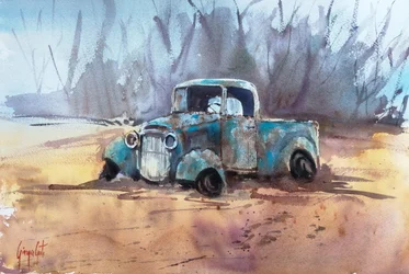 Rostiger blauer Pickup-Truck