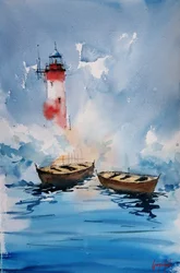 Serene Leuchtturm Gewässer