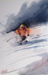 Skifahrer im Pulverschnee
