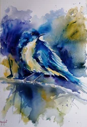 Lebendiger blauer Vogel