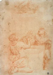 Opfer von Kain und Abel, mit Gottvater darüber