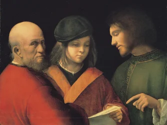 Die drei Lebensalter des Menschen lesen ein Lied, ca. 1501