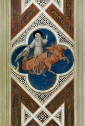 Elija wird in den Himmel aufgenommen, (Detail) aus Leben und Passion Christi, von Giotto