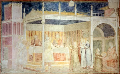 Italien, Florenz, Basilika Santa Croce, Peruzzi-Kapelle, Fest des Herodes (Detail)