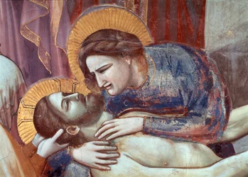 Klage Christi, Detail der Jungfrau (Fresko)