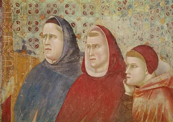 Der heilige Franziskus predigt eine Predigt an Papst Honorius III. (Detail)