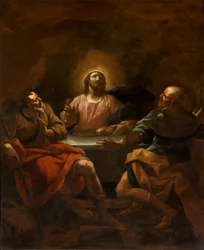 Kapelle des Heiligen Sakraments, Zweites Joch Südseite, Giovanni Antonio Borroni, Abendmahl in Emmaus 1750