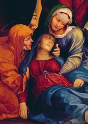 (Detail) der Kreuzabnahme (Altarbild) zeigt die ohnmächtige Madonna