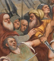 Zentrales Kirchenschiff, Erster südlicher Spann, Christus ans Kreuz genagelt, Il Pordenone