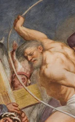 Zentrales Kirchenschiff, zweiter südlicher Spann, Jesus fällt unter dem Kreuz, Il Pordenone
