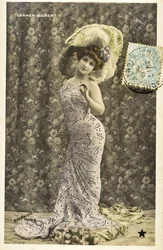 Postkarte: Porträt von Carmen Gilbert, Varietékünstlerin