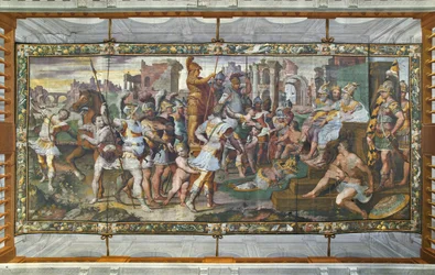 Odysseus und Ajax wetteifern um die Rüstung des Achilles vor den Gerichten, Odysseus-Halle