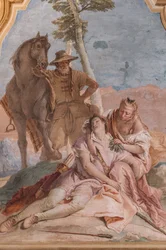 Palazzina (Kleines Gebäude): zweiter Raum oder Raum von Ariosto mit Fresken, die Episoden aus "Orlando Furioso" darstellen: "Angelica pflegt Medoros Wunden"