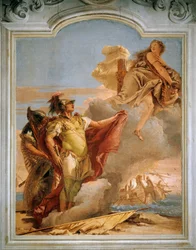 Venus verabschiedet sich von Aeneas, von Giambattista Tiepolo (1696-1770), Fresko, Raum der Aeneis, Villa Valmarana 