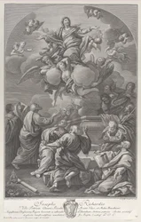Die Himmelfahrt der Jungfrau, die von Aposteln umgeben aus dem Grab steigt, 1778