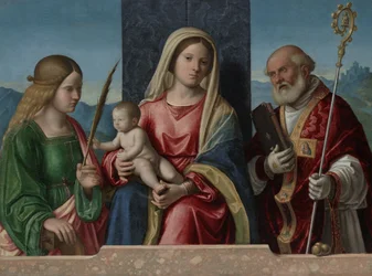 Jungfrau und Kind mit den Heiligen Katharina und Nikolaus, 1510-17