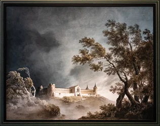 Landschaft im Sturm und Schloss