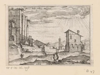 Ruinen des Palazzo Maggiore in Rom und Gebäude in der Nähe (Ansichten von Rom)