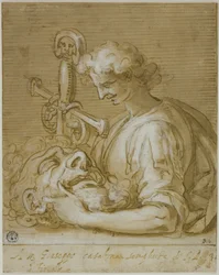 David mit Goliaths Kopf und Schwert