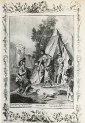 Jerusalem befreit, Gesang III, Illustration für das Gedicht von Torquato Tasso (1544-1595), Ausgabe veröffentlicht in Venedig 1745