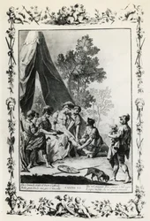 Jerusalem Befreit, Gesang XI, Illustration von Giovanni Battista Piazzetta für das Gedicht von Torquato Tasso, Ausgabe veröffentlicht in Venedig 1745, Italien