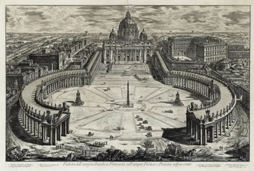 Ansicht der Piazza und der Basilica San Pietro in Vaticano (aus: Vedute di Roma)