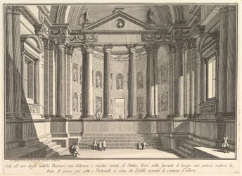 Säulenhalle nach dem Brauch der alten Römer und Nischen geschmückt mit..., ca. 1750