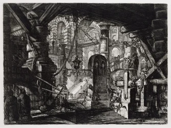 Der Pfeiler mit der Kette (Blatt 16 in: Carceri d