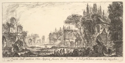 Tafel 19: Teil der antiken Via Appia etwa drei Meilen außerhalb von Porta S. Sebastiano, ca. 1748